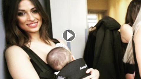 متسابقة في ملكة جمال إيطاليا تحمل ابنتها الرضيعة معها على المنصة