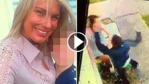 فيديو صادم: شاهدوا شاب غاضب ينهال على إمرأة باللكمات وابنها يتفرج