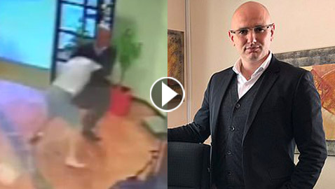 بالفيديو والصور: مدير فندق إسباني يهاجم سائح بريطاني هائج حاول ضرب زوجته!