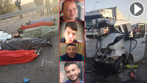 بالفيديو والصور.. مصرع 7 عمال مقدسيين في حادث مروّع بين حافلة وشاحنة على شارع الموت
