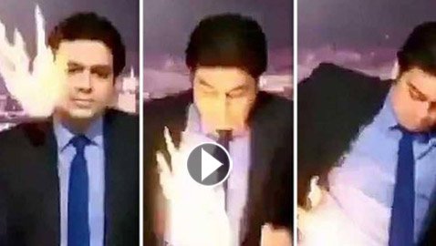 فيديو صادم.. مذيع تلفزيوني يحترق على الهواء مباشرة