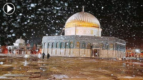  فيديو وصور تأسر قلوب المسلمين: أمطار وثلوج فوق قبة الصخرة بالقدس 