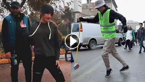 فيديو طريف في شارع عراقي: فتاة ترقص مع عامل نظافة على عزف لشرطي 