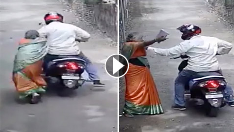 فيديو صادم وتحذير للنساء: لص يسرق قلادة ذهبية من عنق امرأة عجوز ويسقطها أرضا!