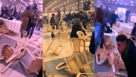 فيديو صادم: حفل خطوبة في لبنان ينقلب الى مشاجره عنيفة  وتكسير جماعي بالكراسي والطاولات!