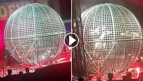 سيرك يتحول لكارثة بعد اصطدام دراجات نارية ببعضها خلال العرض! فيديو