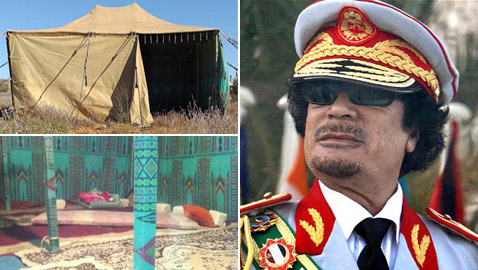 خيمة القذافي الشهيرة التي كان يستقبل بها الرؤساء بليبيا معروضة للبيع