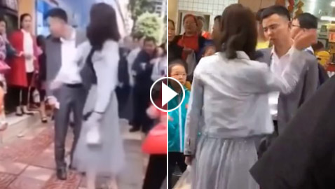 فتاة صينية تصفع حبيبها 52 مرة أمام المارة!! لن تصدق السبب! فيديو