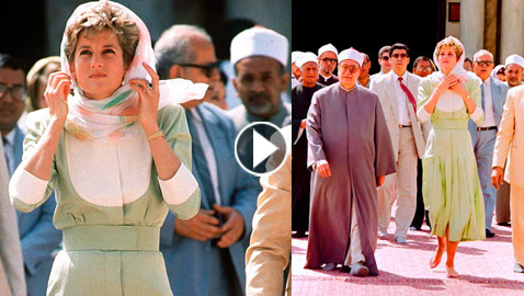 فيديو نادر وصور من 27 سنة: الأميرة ديانا بغطاء الرأس في الجامع الأزهر
