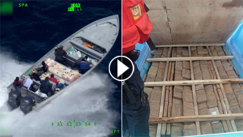 عملية مطاردة قارب يحمل 13 طن كوكايين في المحيط الهادئ! فيديو