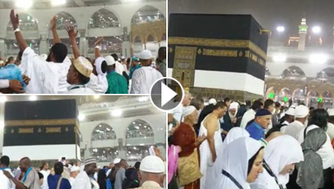 بالفيديو: تساقط الأمطار بغزارة على الكعبة المشرفة في مكة المكرمة!