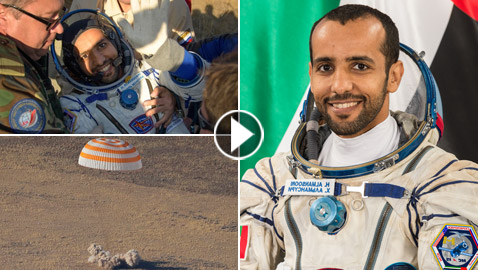 اللحظات الأولى لوصول رائد الفضاء الإماراتي هزاع المنصوري إلى الأرض
