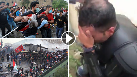 فيديو مؤثر يدمي القلوب.. شرطي عراقي يجهش بالبكاء من هول ما رآه!