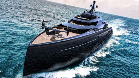 بالصور: يخت فاخر ضخم على شكل سفينة حربية بلون أسود لامع!