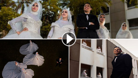 فيديو وصور: صعيدي يتزوج 4 نساء في يوم واحد ليفرح والدته!