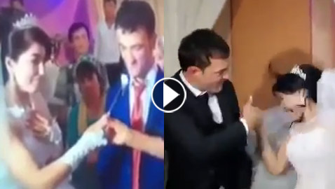 5 فيديوهات صادمة: حين تداعب العروس عريسها في حفل الزفاف فيصفعها!