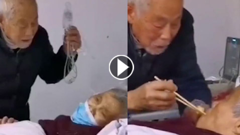 سأحبك للأبد.. فيديو رومانسي لزوجين مسنين مريضين بـ
