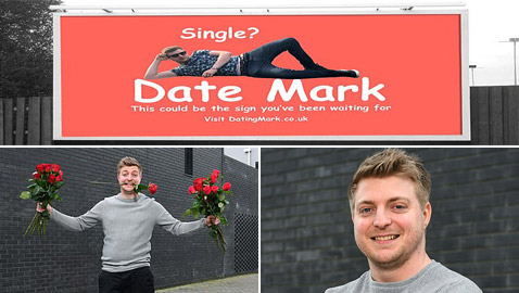 رجل أعزب يحصل على موعد لعيد الحب بعد إعلان نفسه على لوحة دعائية!