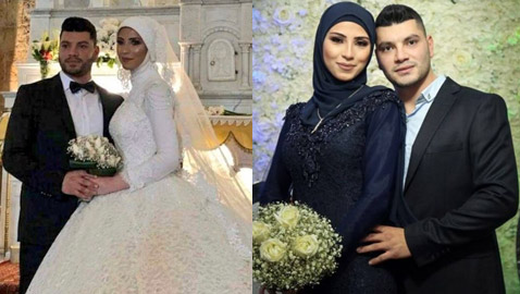 صور مسلمة محجبة تعقد قرانها على شاب مسيحي أمام شيخ ثم يتكللان في كنيسة