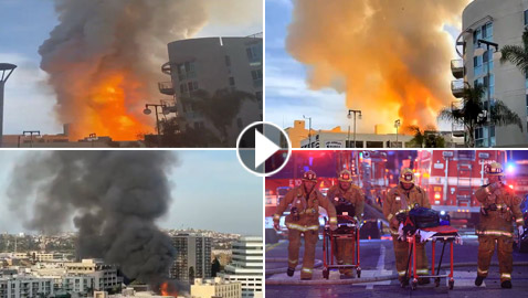 بالفيديو والصور.. دخان الحريق يكسو لوس أنجلوس بعد انفجار ضخم