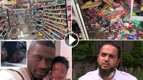 خراب بمتجر فلسطيني بأمريكا بعد خنق وقتل الأمريكي جورج فلويد! فيديو