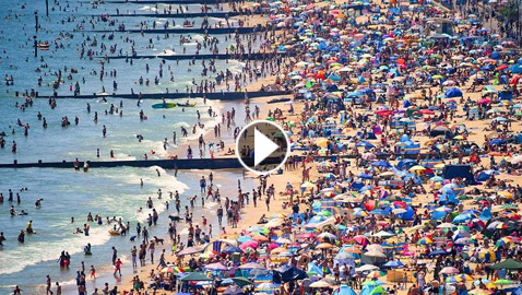 شاهد البريطانيين يستخفون بكورونا ويتكدسون على الشواطئ