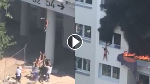 فيديو صادم.. إنقاذ مخيف لطفلين فرنسيين بعد اندلاع حريق في شقتهما
