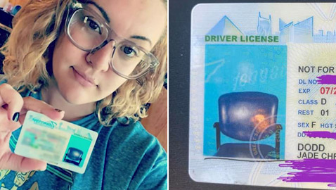 استبدلوا وجهها بمقعد شاغر.. خطأ غريب في رخصة قيادة خاصة بأمريكية!