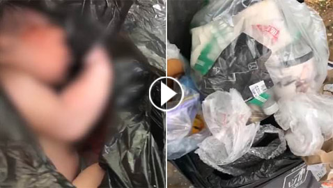 عامل توصيل صيني يعثر على رضيع ملقى في صندوق قمامة! فيديو