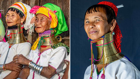 صور مدهشة ونادرة لقبيلة تجبر نساءها على تطويل أعناقهن بطرق غريبة