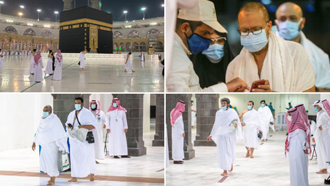 بالصور: الحرم المكي يستقبل أول أفواج المعتمرين لأداء العمرة