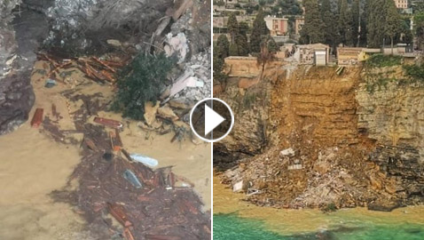 مقبرة إيطالية تنهار في البحر وتجرف معها عشرات التوابيت والجثث!